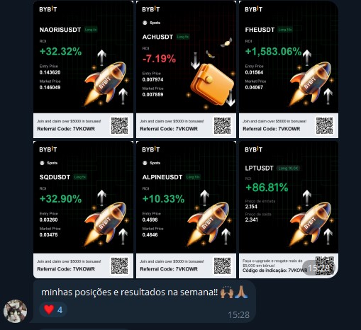 Carteira semanal com múltiplos resultados