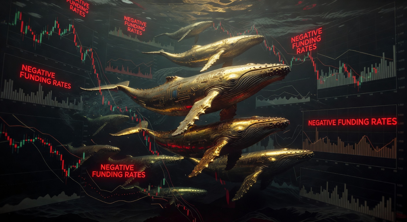 Baleias Bitcoin abrindo longs Hyperliquid, funding negativo, impacto preço BTC BRL.