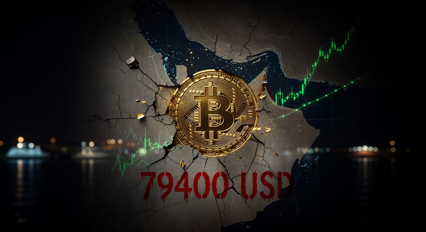 Bitcoin recuando de US$ 79.400 após rally com otimismo Irã, impacto no mercado cripto brasileiro.