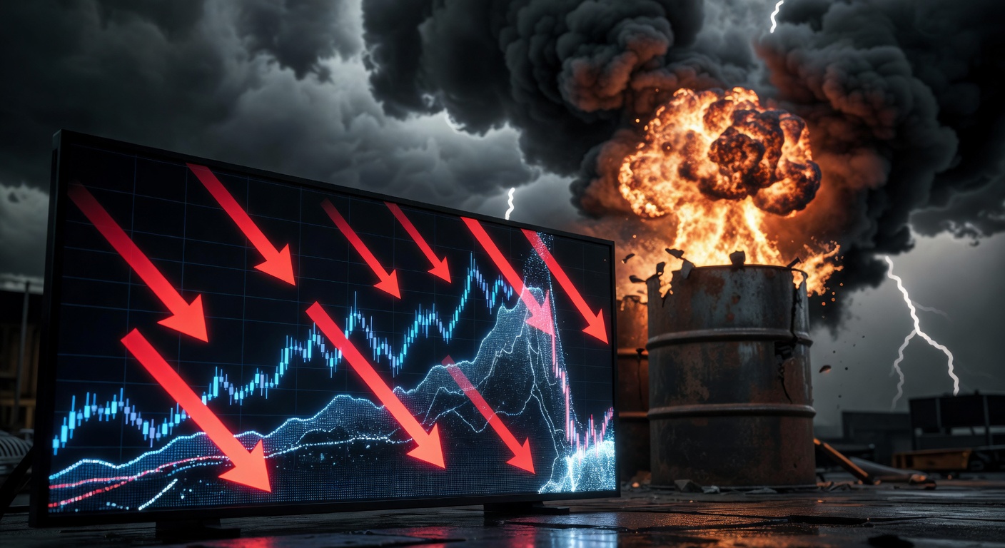 Gráfico Bitcoin rejeitando US$ 80 mil com barril de petróleo em alta ao fundo.