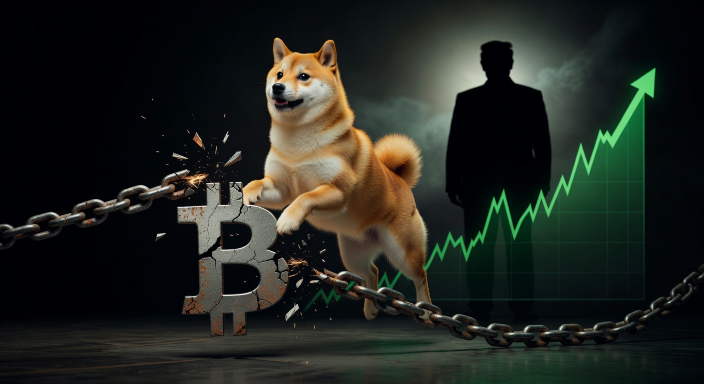 Dogecoin +10% rompe com Bitcoin, OI recorde anual em meio a evento Trump meme coins.