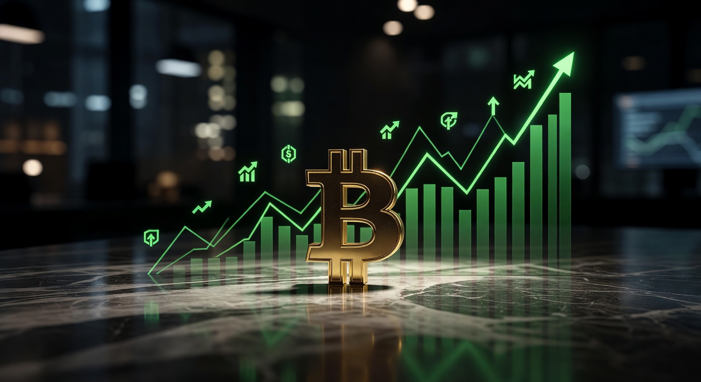Gráfico de ETFs Bitcoin com entradas de US$ 933 milhões e símbolo BTC em alta, contexto de recorde institucional.