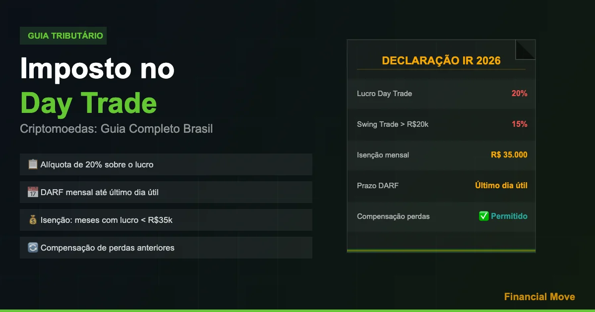 Imposto no Day Trade de criptomoedas: guia completo tributação Brasil IR 2026 — Financial Move