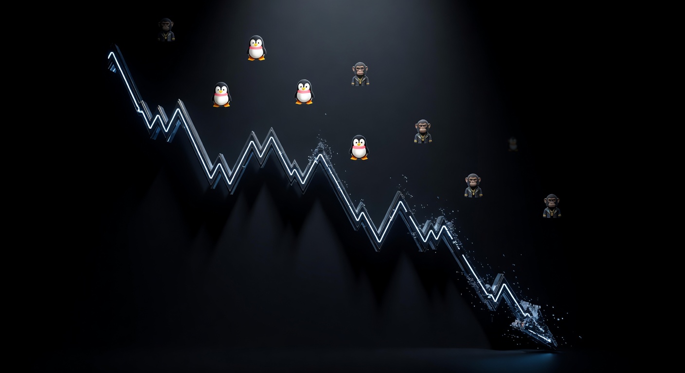 Rally Pudgy Penguins e BAYC esconde encolhimento mercado NFT, volumes -42%.