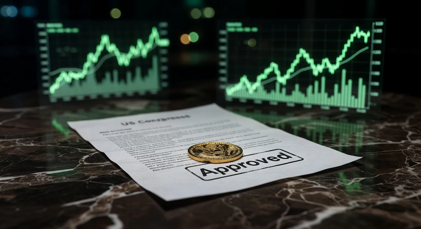 Acordo Clarity Act stablecoins: moeda digital sobre documento congressional com gráficos de alta, impacto regulatório cripto.