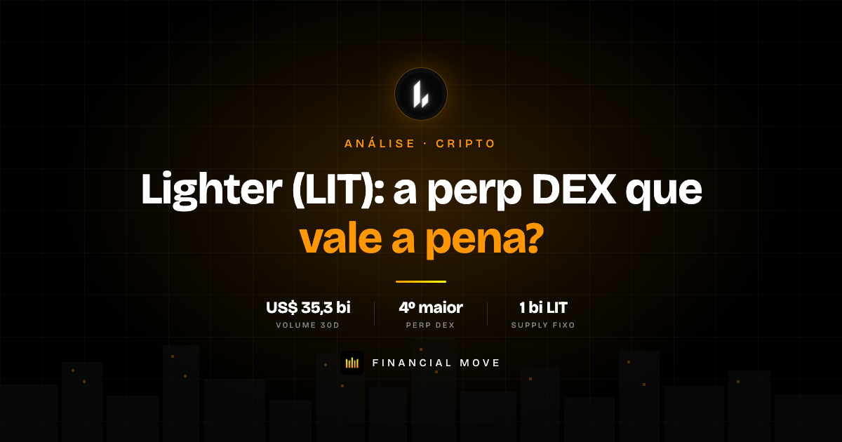 Lighter (LIT): análise da corretora descentralizada de perpétuos — volume de US$ 35,3 bilhões em 30 dias, 4º maior perp DEX, supply fixo de 1 bilhão de tokens