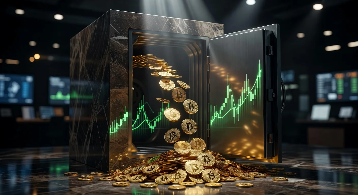 ETFs Bitcoin com US$ 2 bi inflows abril 2026, gráfico alta BTC em USD e BRL.